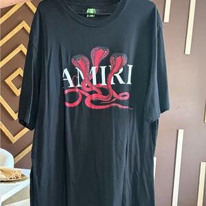 AMIRI Black Tee with Red Snake Design